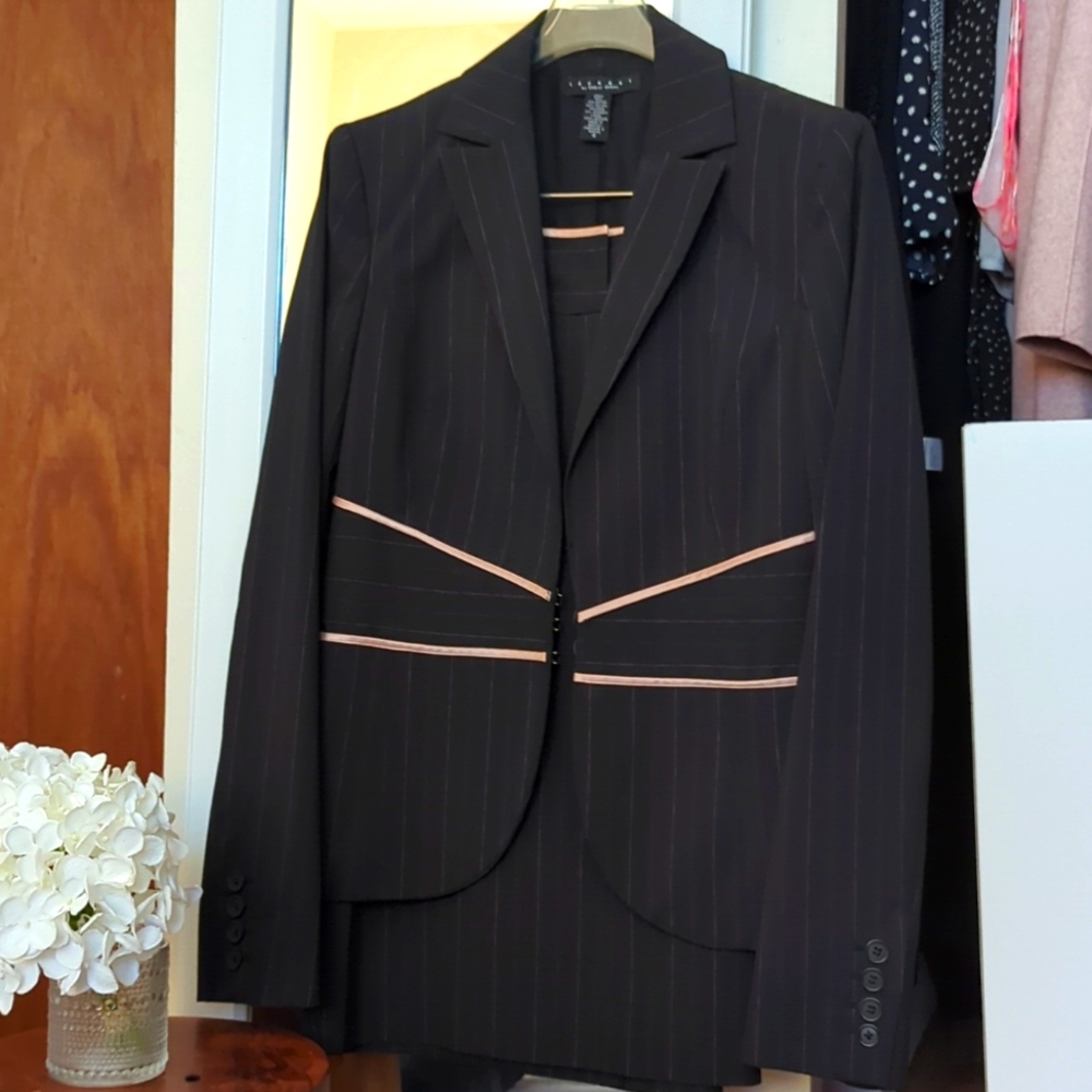 LAUNDRY pink & black blazer 4 suit jacket